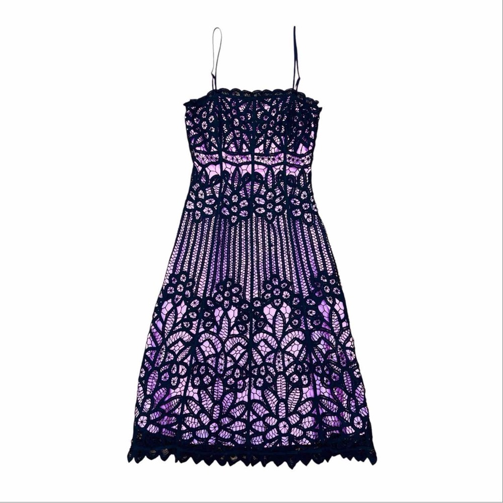 Vintage Y2K Betsey Johnson Black Crochet Guipure Lace Sleeveless Midi Dress